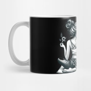 Just a Girl Who Loves Yoga-Girl with Mat and Messy Bun Mug